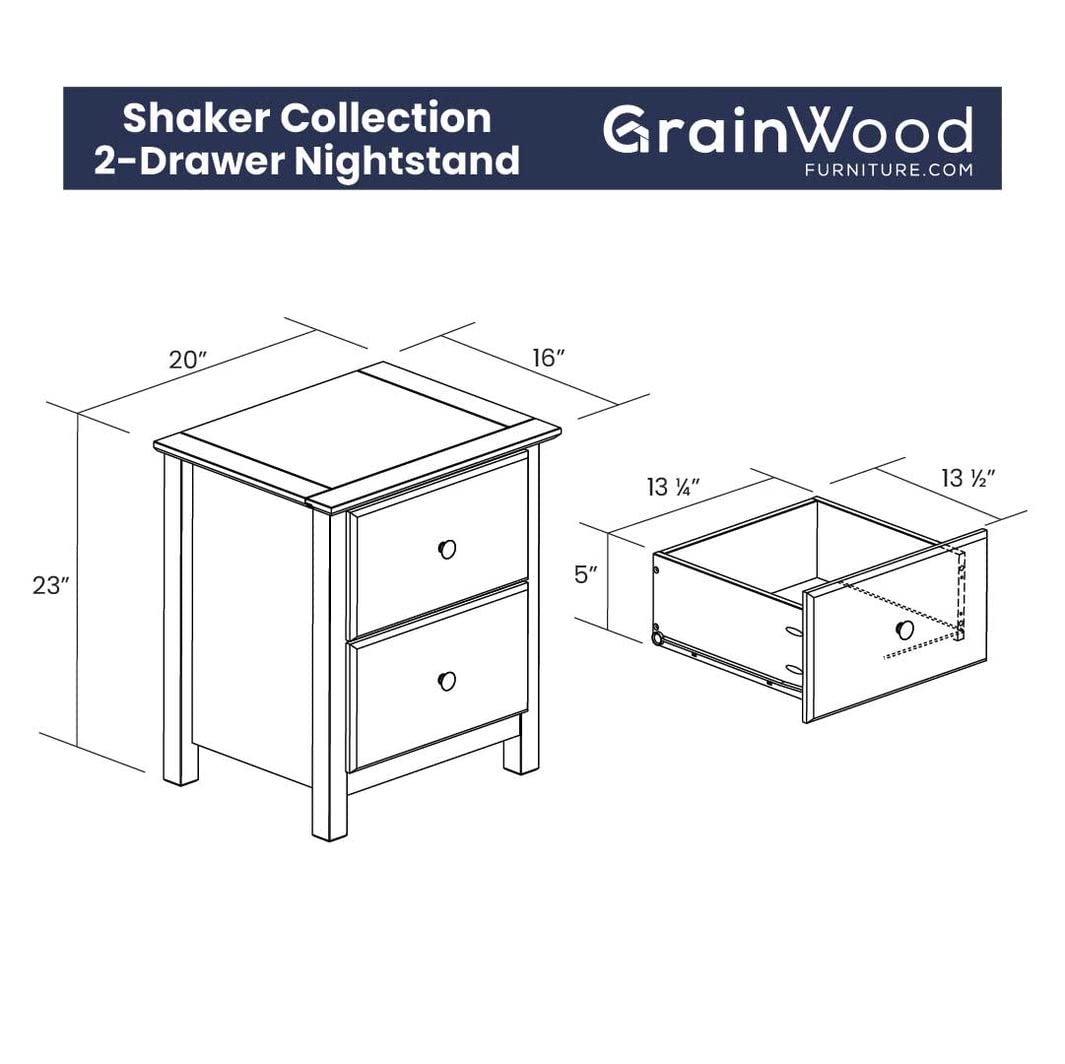 2-Drawer Solid Wood Nightstand B52860