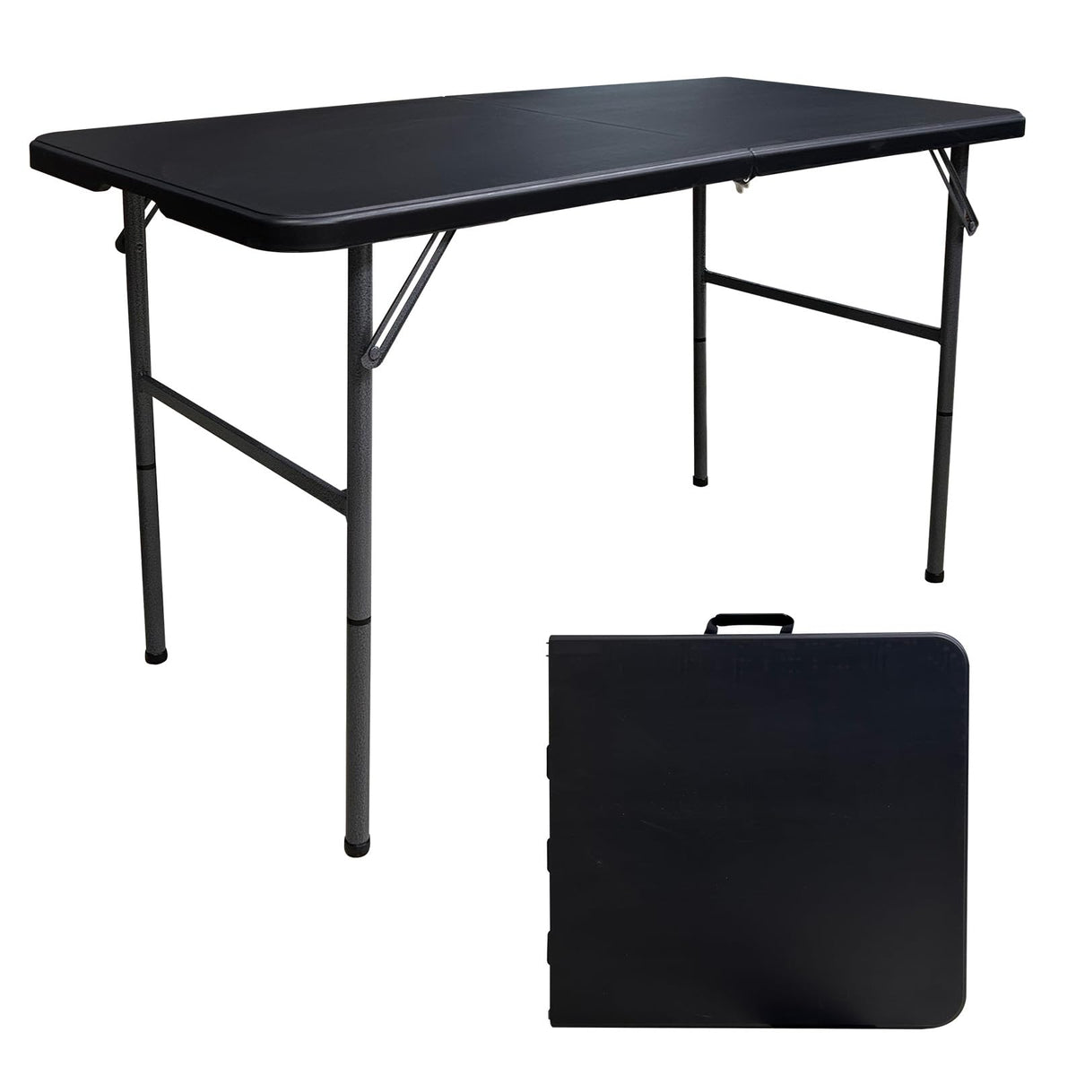 4 Foot Heavy Duty Fold-in-Half Folding Table with Handle F53453
