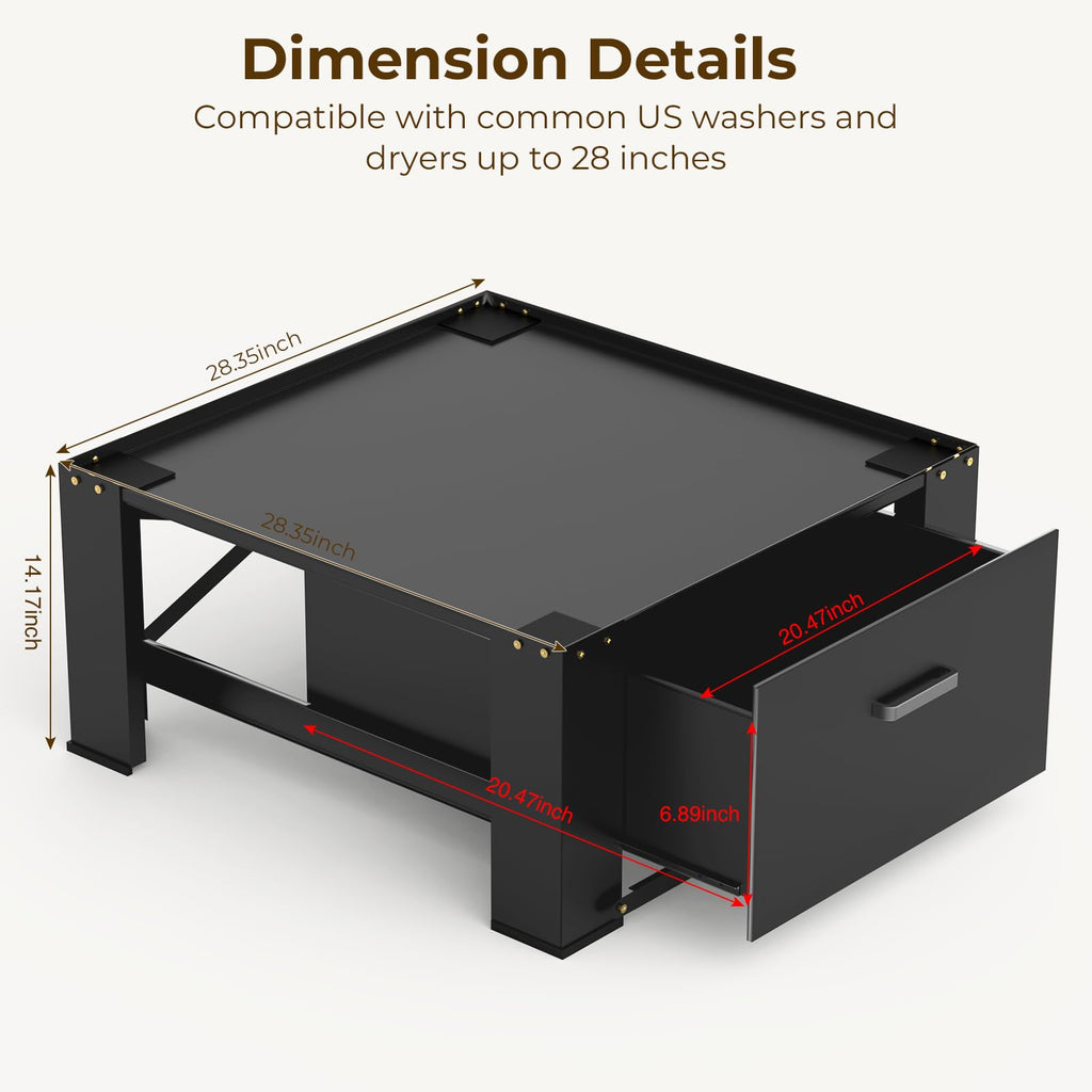 Black Washer and Dryer Pedestal with Drawer H601324