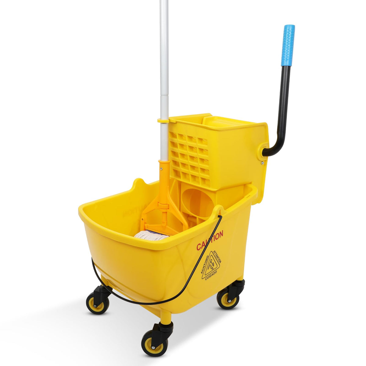 35 Qt Yellow Mop Bucket with Wringer on Wheels Z3748