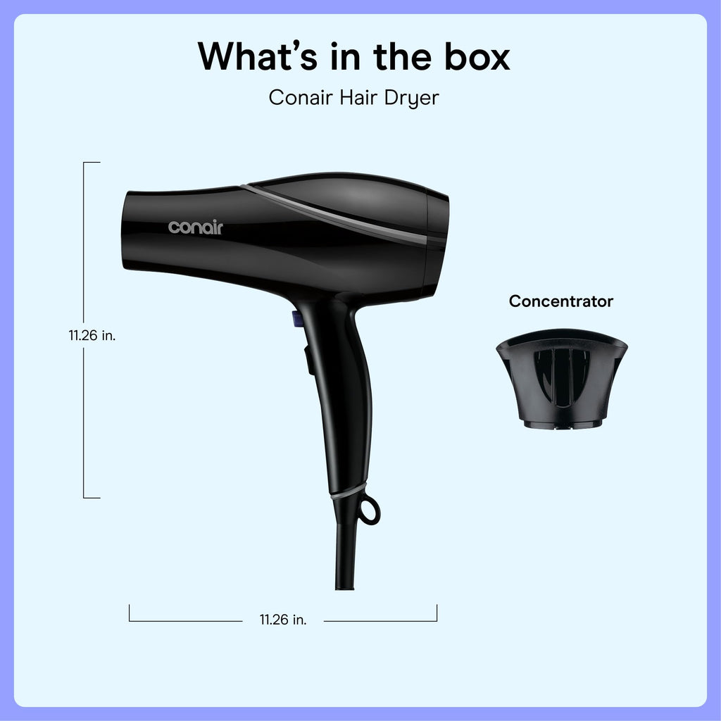 Black Ceramic Hair Dryer with Concentrator Attachment T701