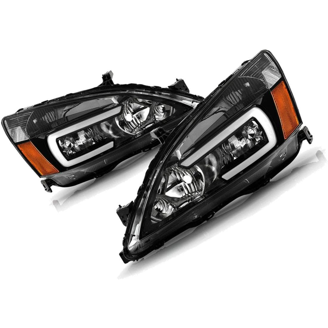 Black LED Headlight Headlamp Pair L66092