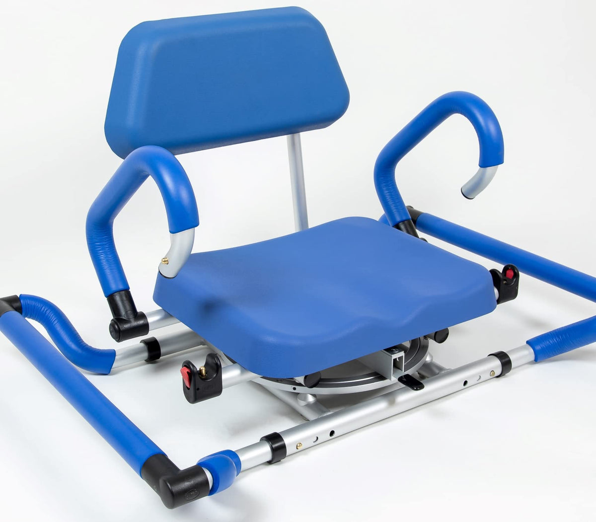 Blue Tub-Mounted Shower Chair with Padded Seat Back and Arms C62210