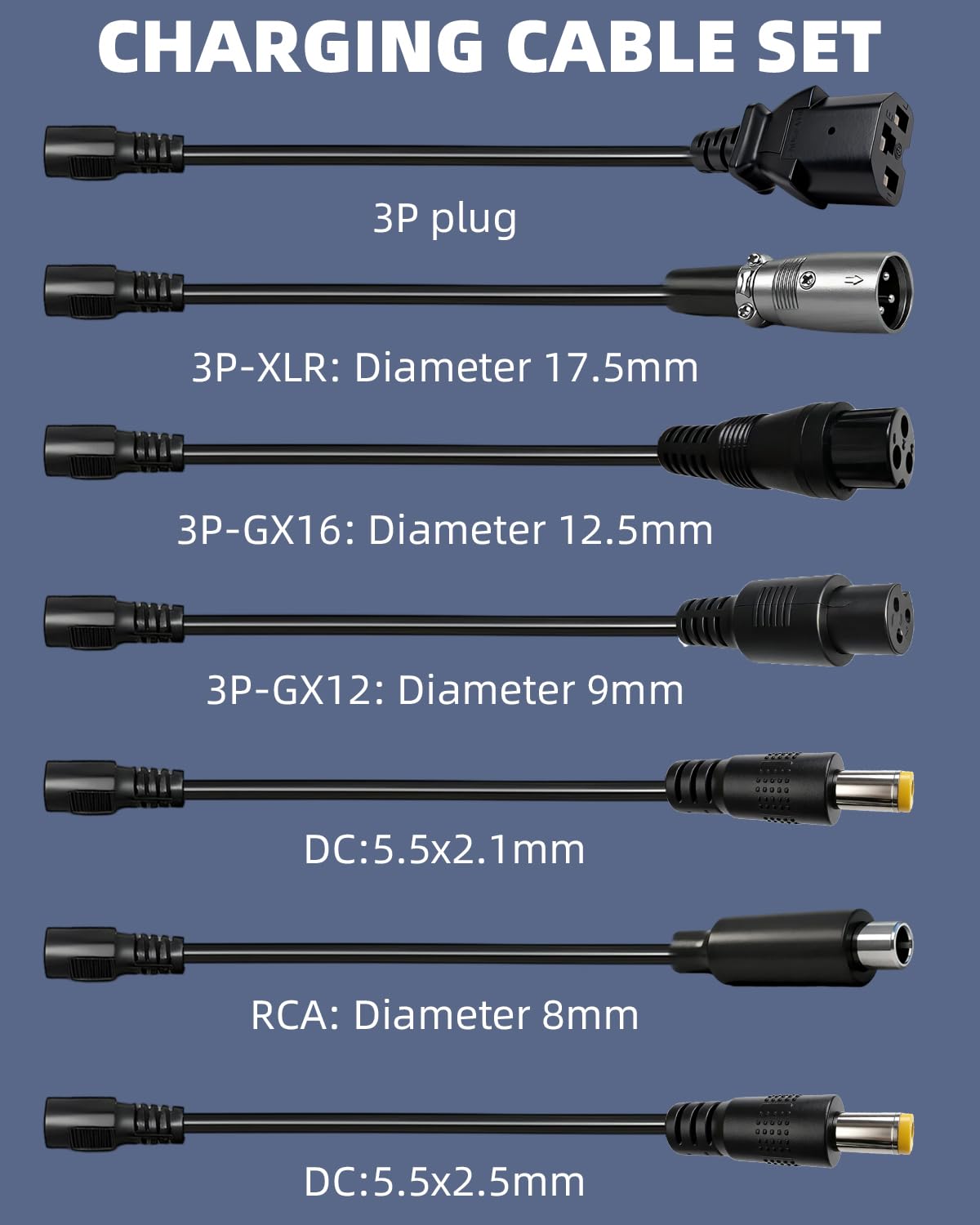 42V 2A Electric Scooter Charger with 7 in 1 Plugs J564003