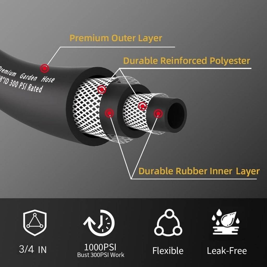100ft x 3/4" Heavy Duty Hybrid Rubber Garden Hose H282046