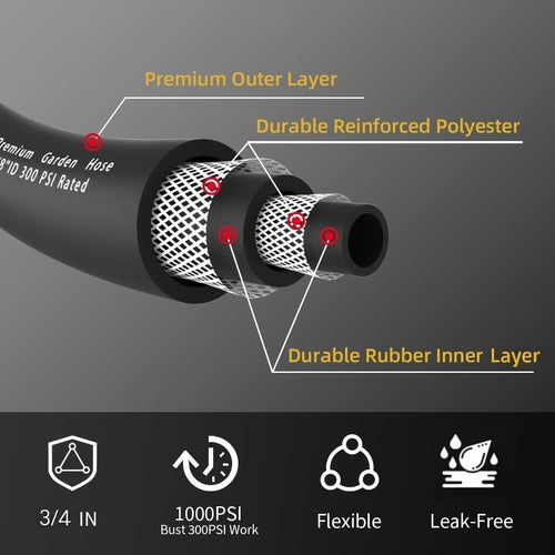 100ft x 3/4" Heavy Duty Hybrid Rubber Garden Hose H282046