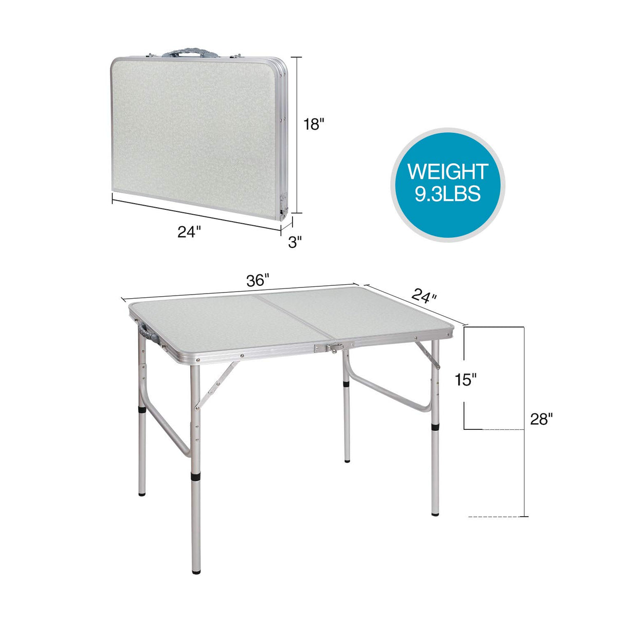 Lightweight Portable Aluminum Folding Camping Table with Adjustable Legs F343
