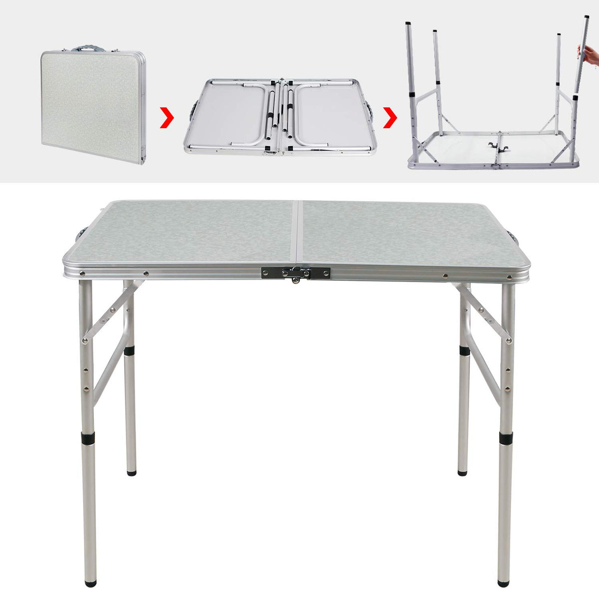 Lightweight Portable Aluminum Folding Camping Table with Adjustable Legs F343