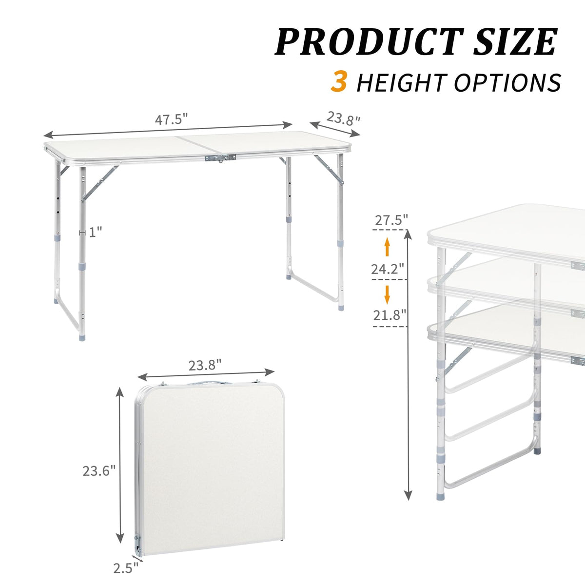 Folding Portable Camping Table White K654256