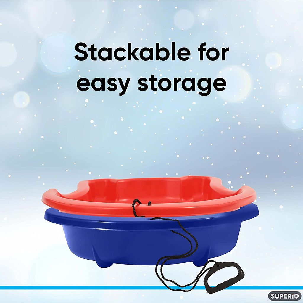 3 Pack Plastic Toboggan Snow Sled with Pull Ropes and Handles O981