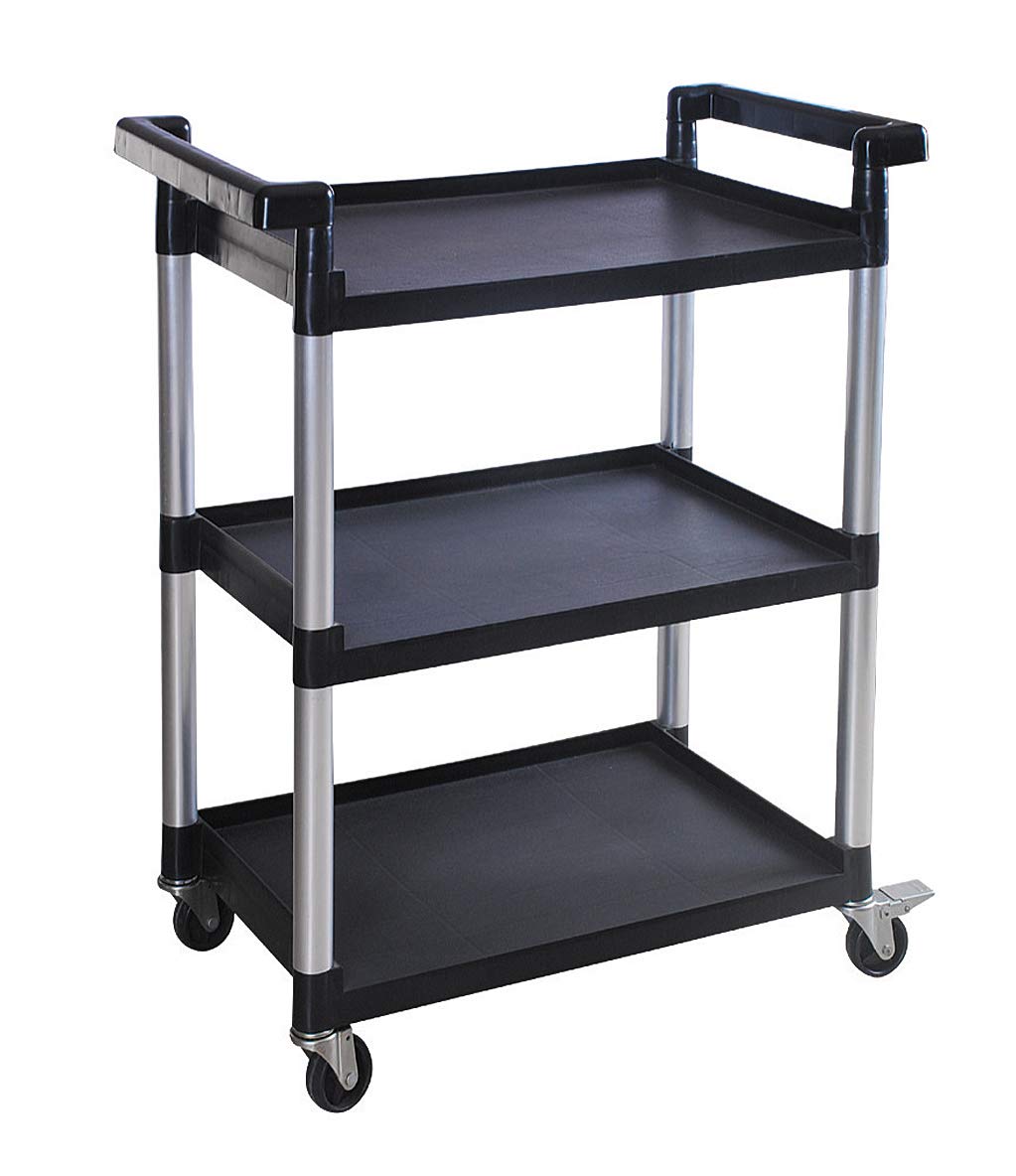 3-Shelf Plastic Utility Cart with Wheels, Black N9633