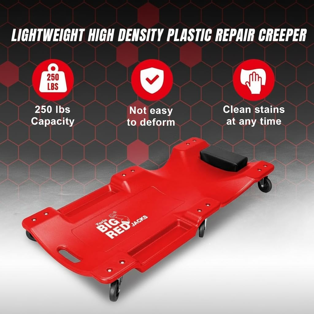 40" Plastic Rolling Creeper with Padded Headrest and 6 Casters O1908