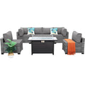 7 Pieces Wicker Patio Furniture Set with Fire Pit Table Y104