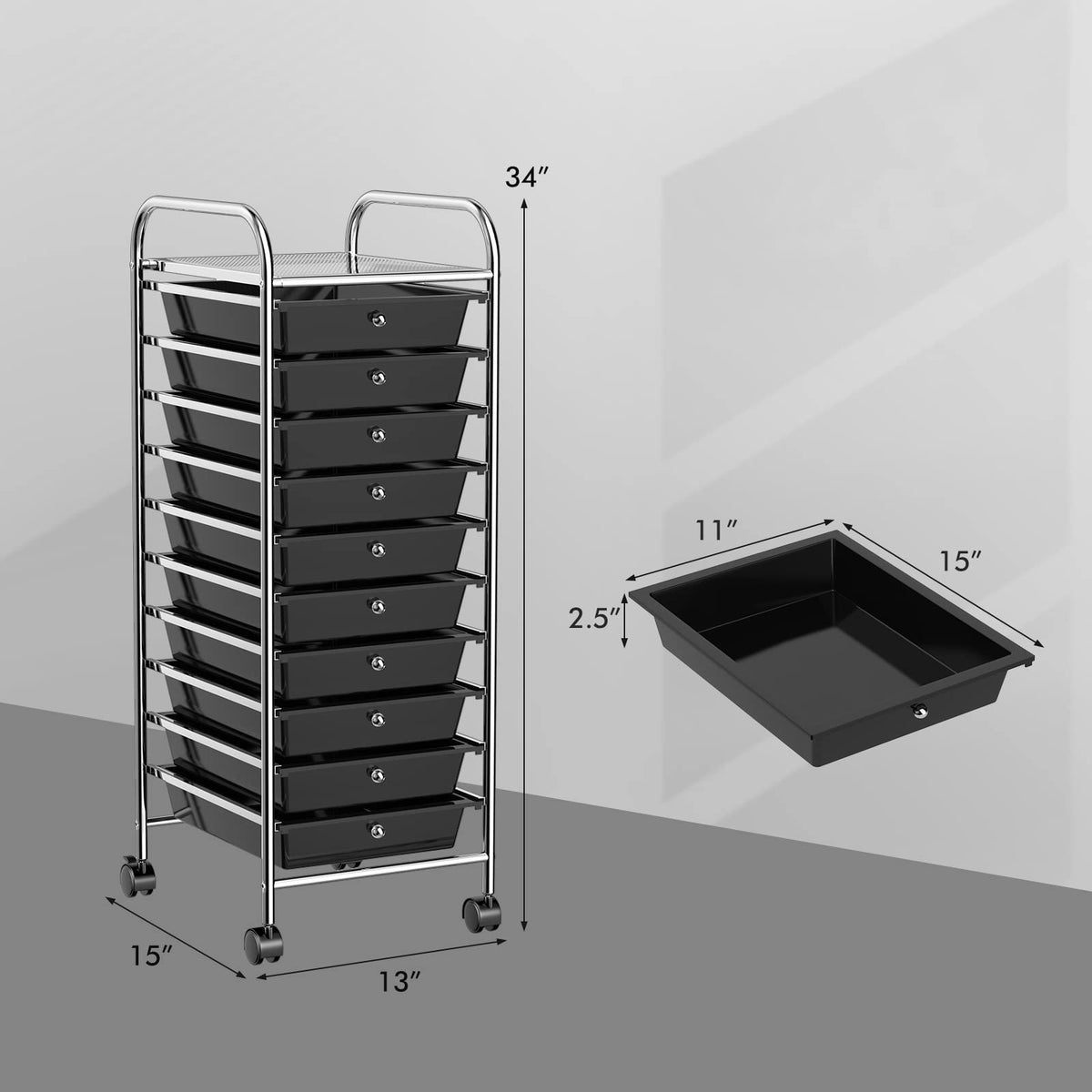 10 Drawer Multicolor Rolling Storage Cart Q12134