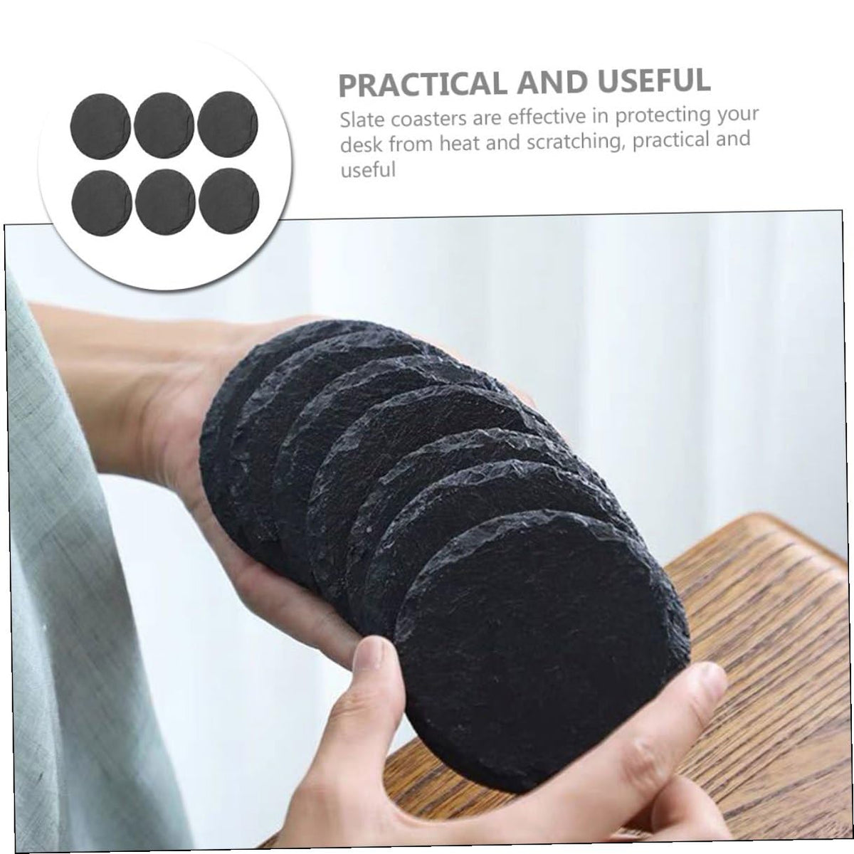6pcs Stone Coasters Set with Non Slip Bottom U903467