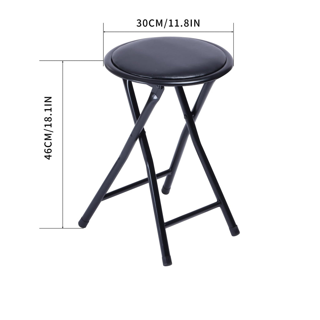 18-Inch Folding Stool with Padded Seat, Black (1 Pack) J28366