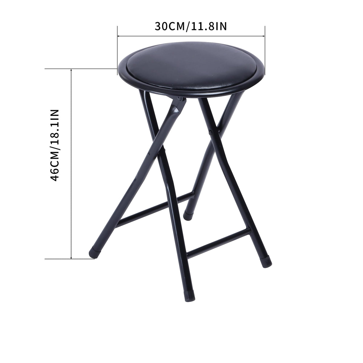 18-Inch Folding Stool with Padded Seat, Black (1 Pack) J28366