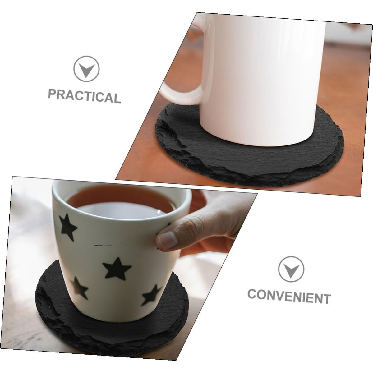 6pcs Stone Coasters Set with Non Slip Bottom U903467