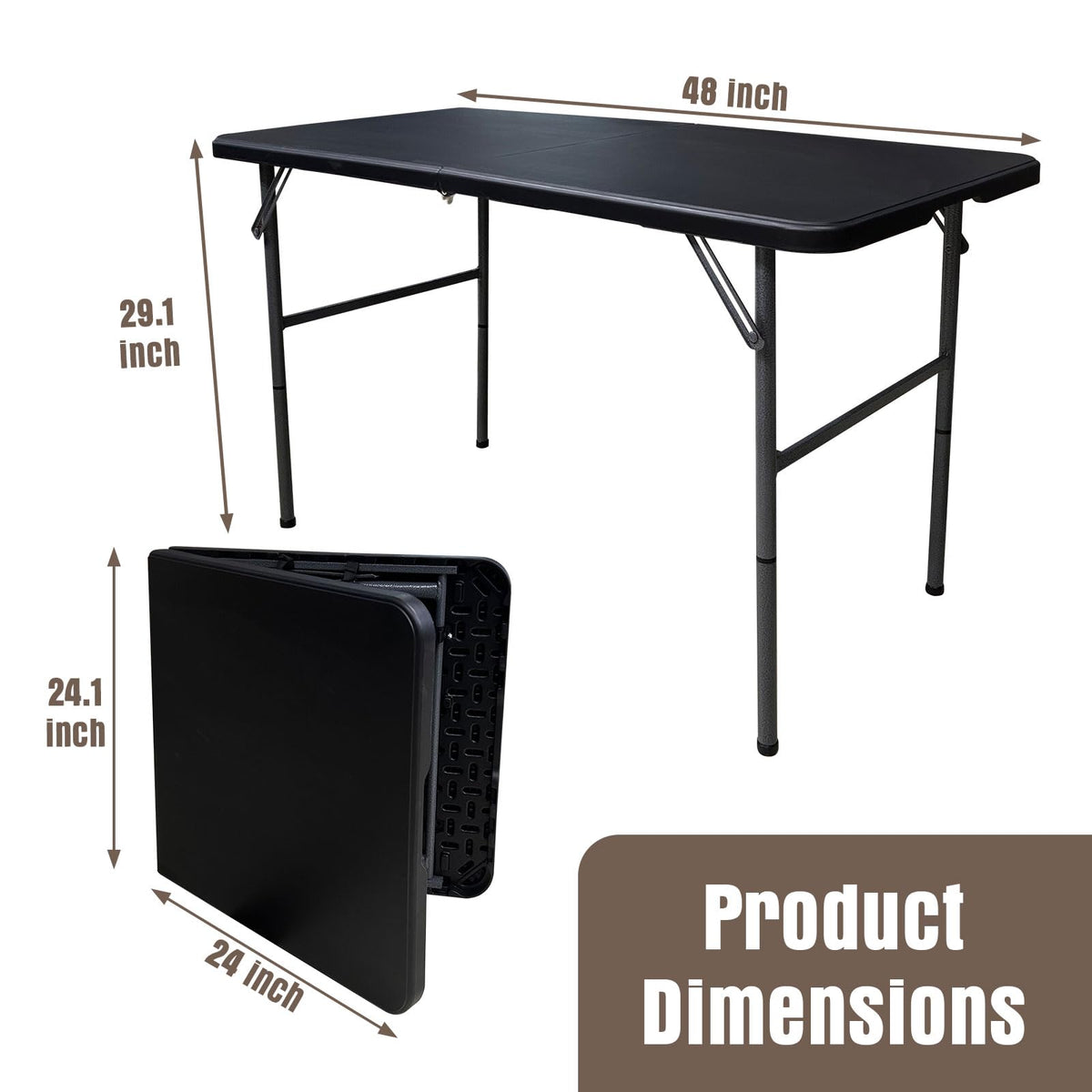4 Foot Heavy Duty Fold-in-Half Folding Table with Handle F53453