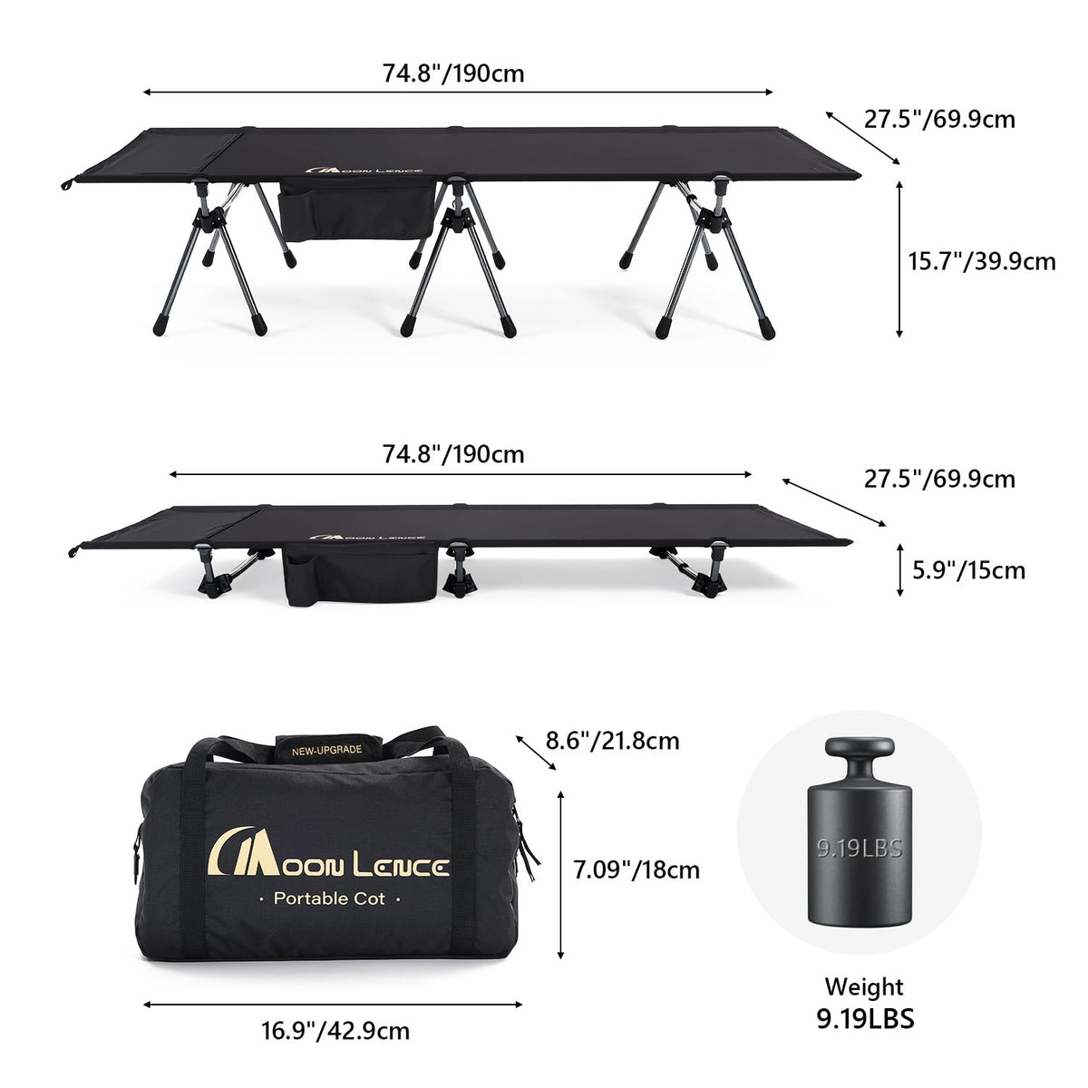 Height Adjustable Folding Camping Cot Q86444