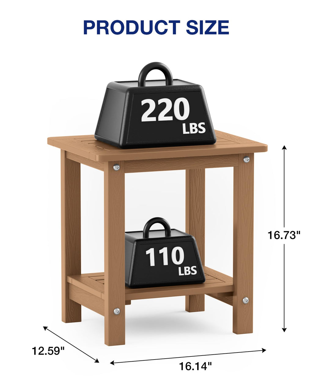 Outdoor Side Table Set of 2 Weather Resistant 2-Tier P811627