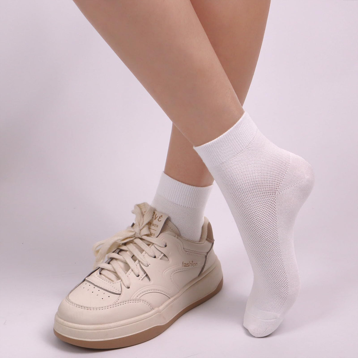 Women Thin Viscose Bamboo Above Ankle Crew Socks 5 Pairs E818566