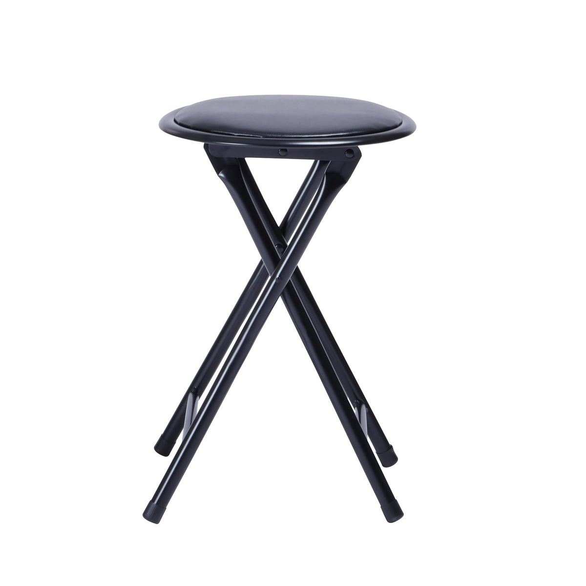 18-Inch Folding Stool with Padded Seat, Black (1 Pack) J28366