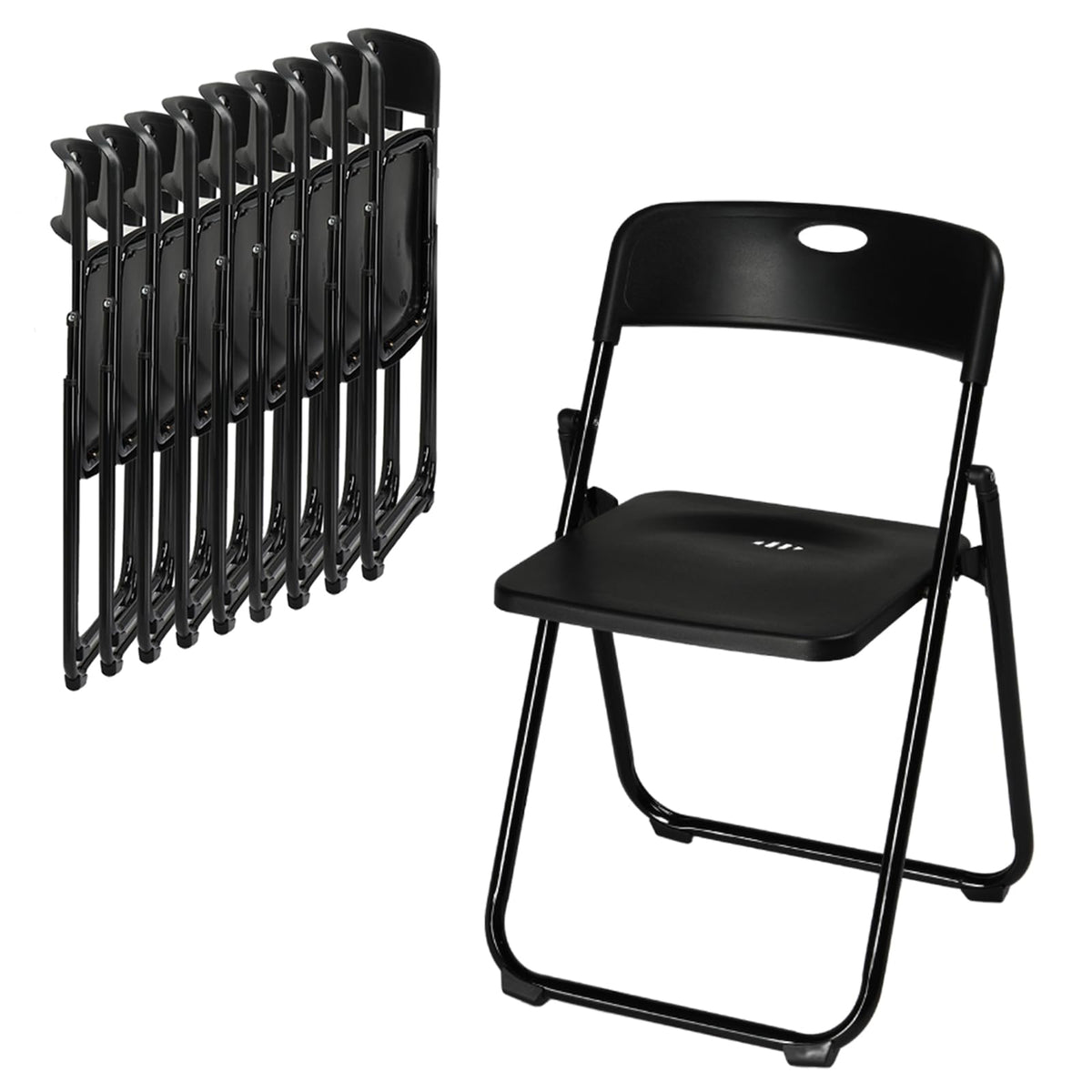 10 PCS Black Plastic Folding Chair W532074