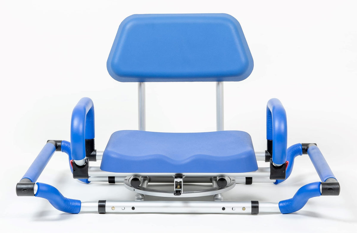 Blue Tub-Mounted Shower Chair with Padded Seat Back and Arms C62210