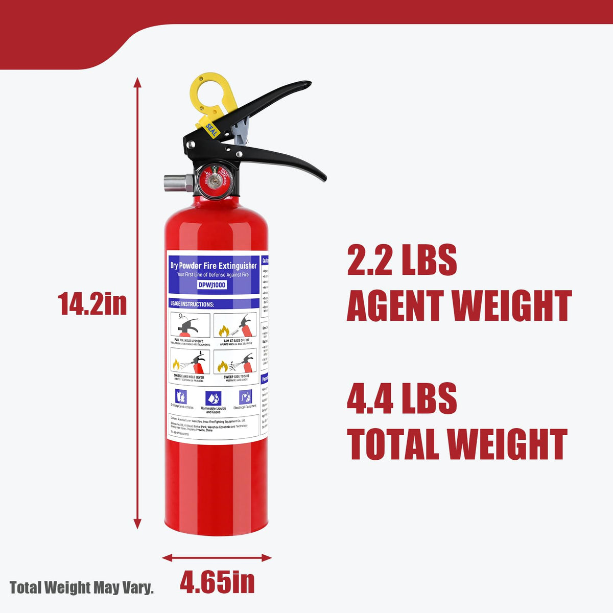 1 Pack 2.5 lb ABC Dry Chemical Fire Extinguisher with Bracket B469