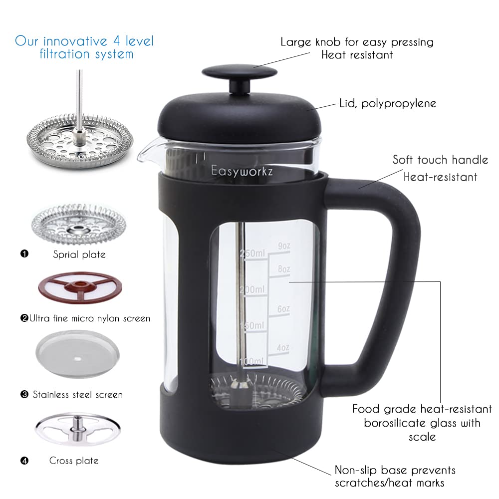 12 oz French Press Coffee Tea Maker with Measuring Coffee Spoon L19541