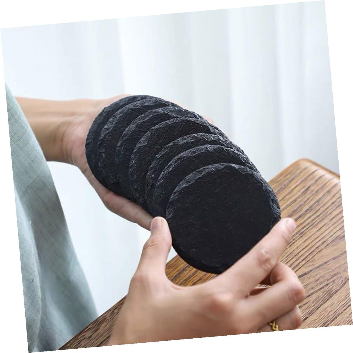 6pcs Stone Coasters Set with Non Slip Bottom U903467