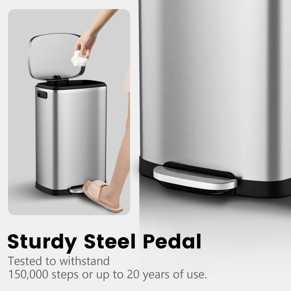 13.2 Gallon Stainless Steel Step Trash Can with Lid X1661