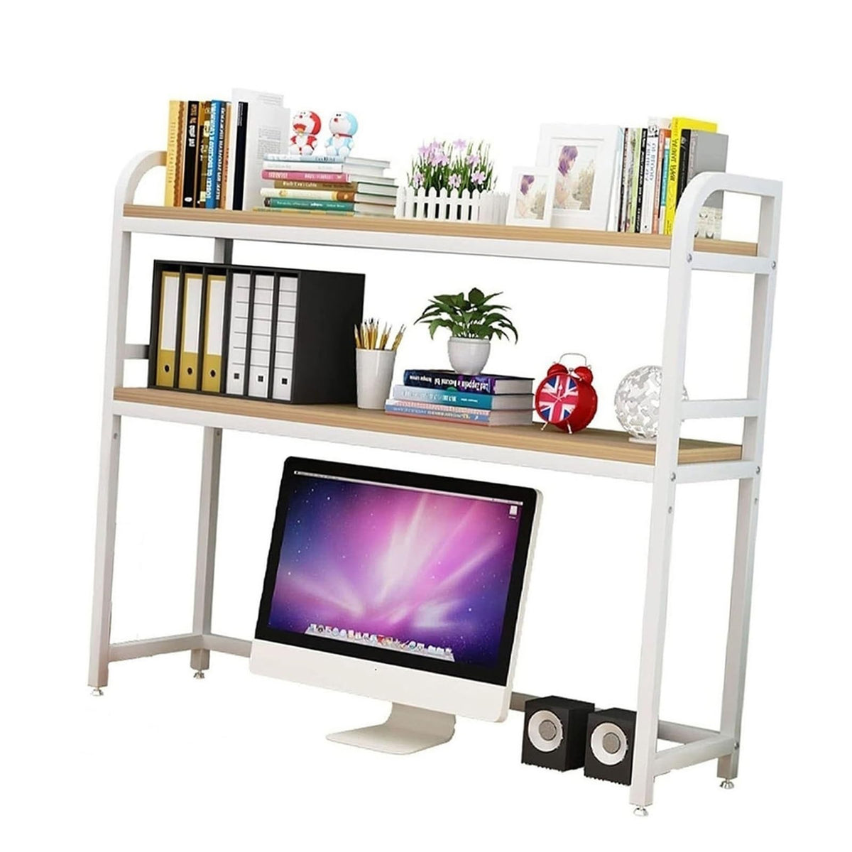 2-Tier White Desktop Bookshelf M91797