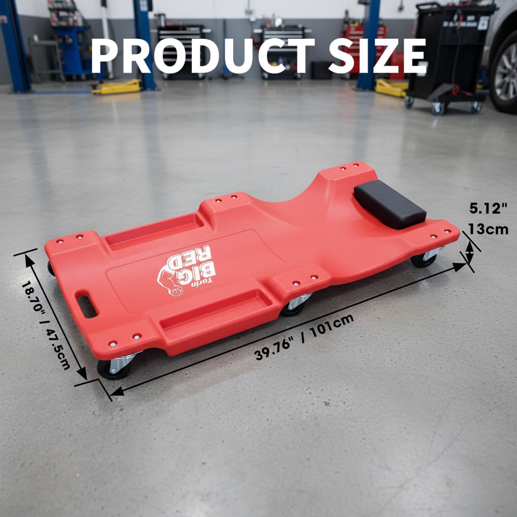 40" Plastic Rolling Creeper with Padded Headrest and 6 Casters O1908