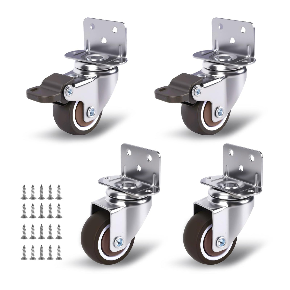 1" Low Profile Caster Wheels Set of 4 Y44837