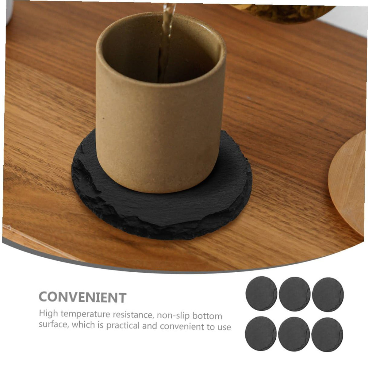 6pcs Stone Coasters Set with Non Slip Bottom U903467