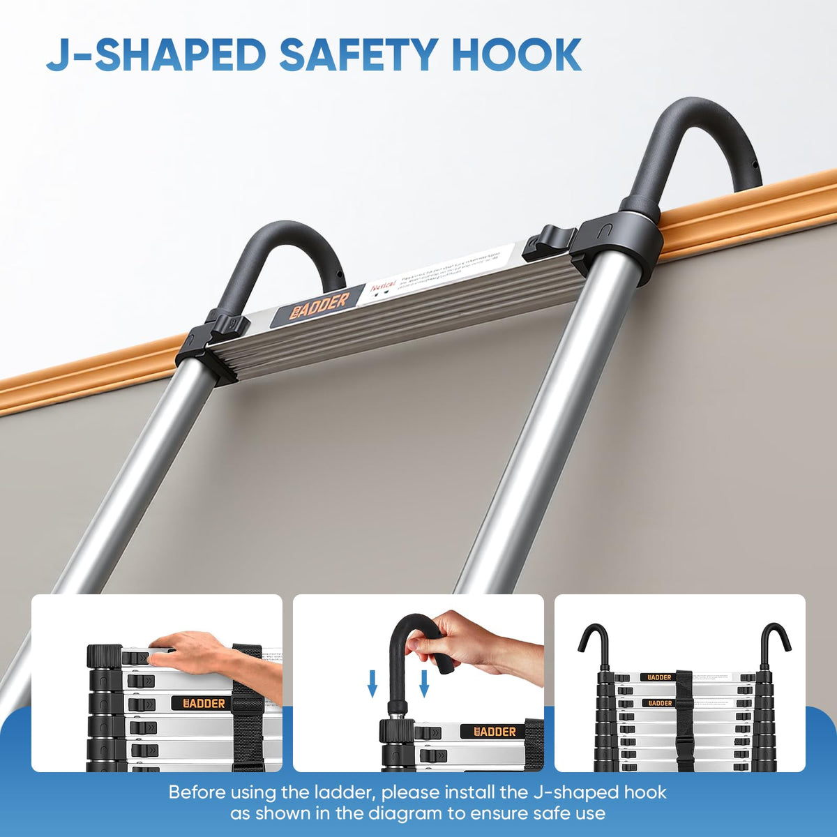 16.5 ft Telescoping Ladder with Hooks 330 lbs X64555