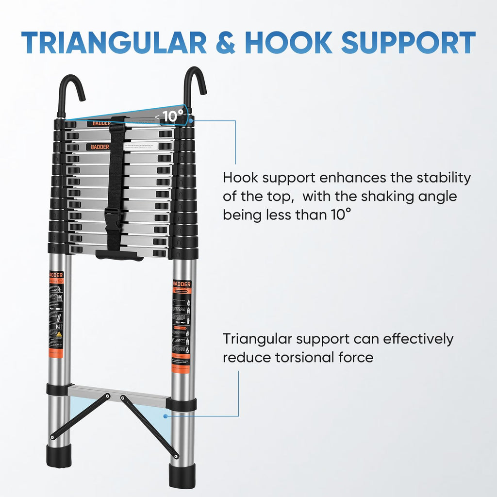 16.5 ft Telescoping Ladder with Hooks 330 lbs X64555