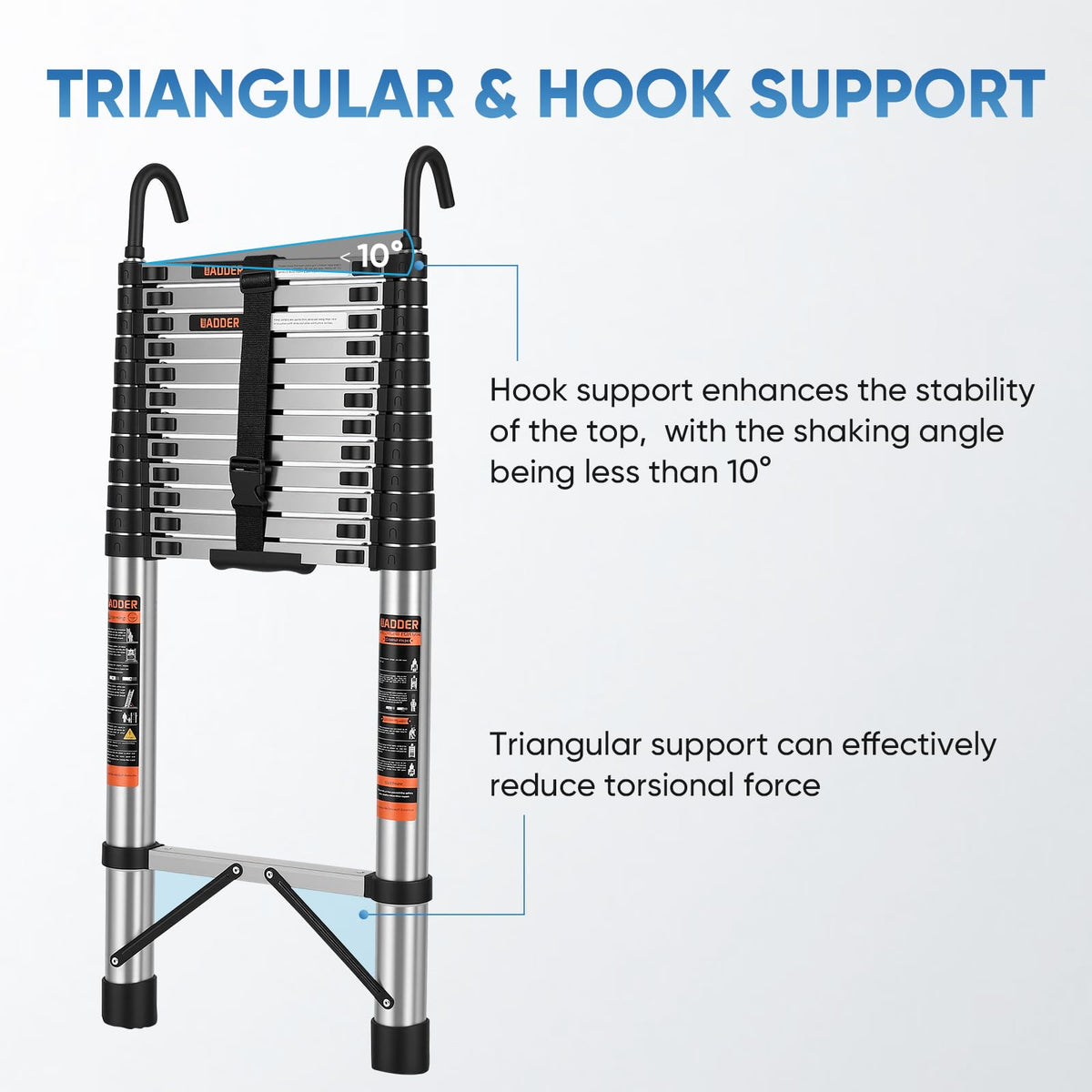 16.5 ft Telescoping Ladder with Hooks 330 lbs X64555