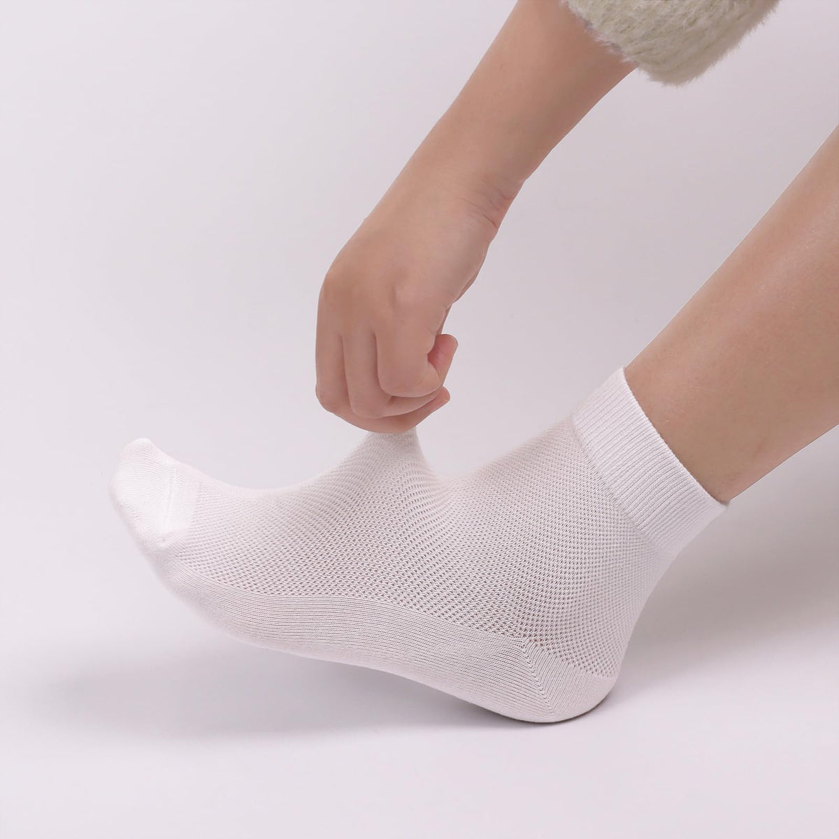 Women Thin Viscose Bamboo Above Ankle Crew Socks 5 Pairs E818566