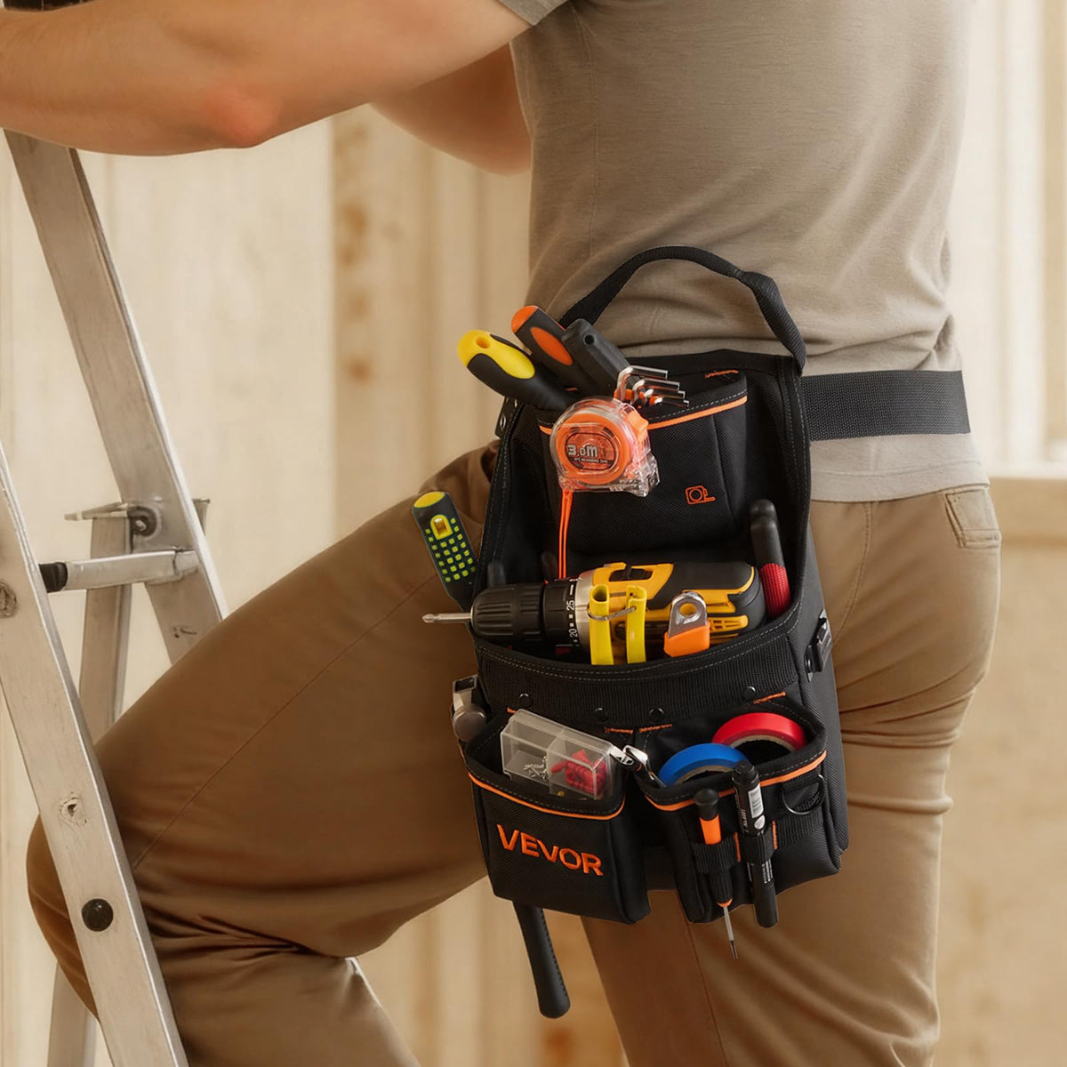 14 Pockets Heavy Duty Adjustable Tool Pouch with Belt O614546
