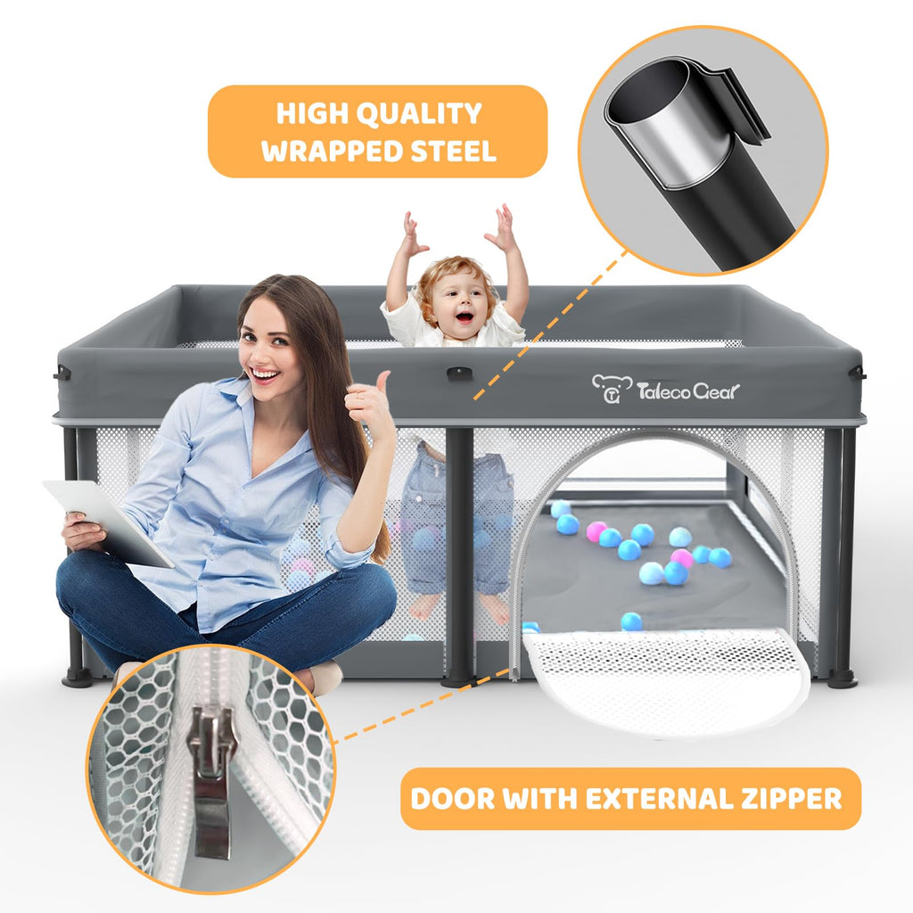 Foldable Baby Play Pen with Mat and Gate L7824