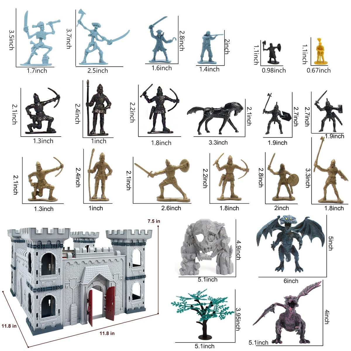 Medieval Castle Building Set with Knights and Dragon E8820