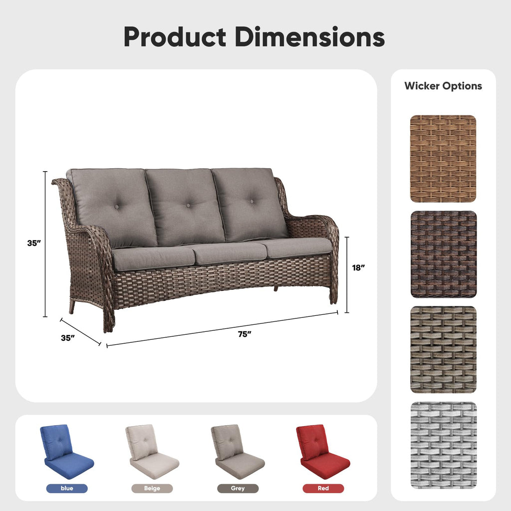3-Seater PE Wicker Patio Sofa O92464