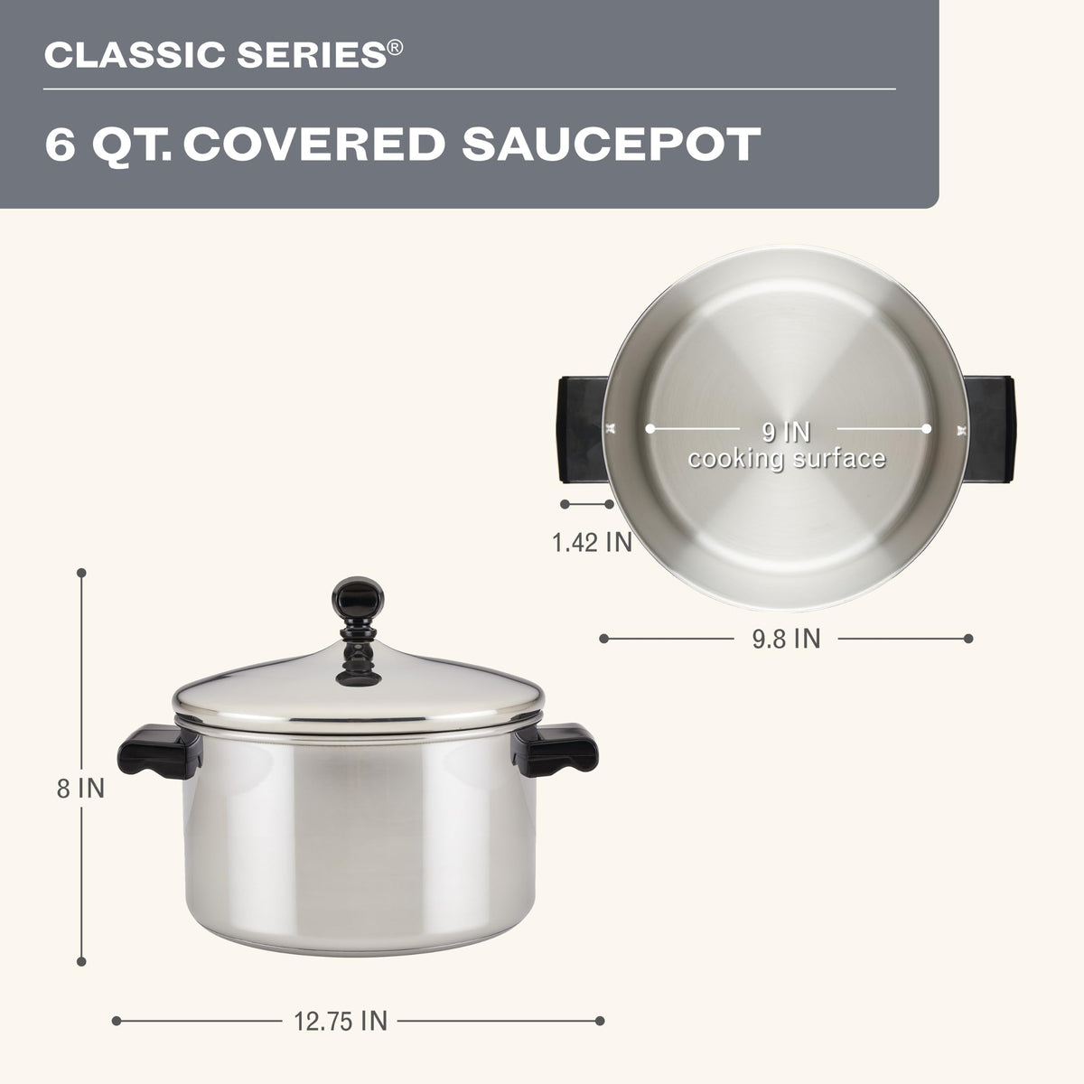 Stainless Steel 6-Quart Stockpot with Lid O431