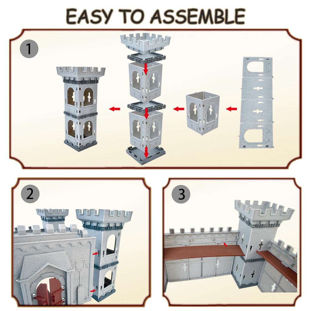 Medieval Castle Building Set with Knights and Dragon E8820