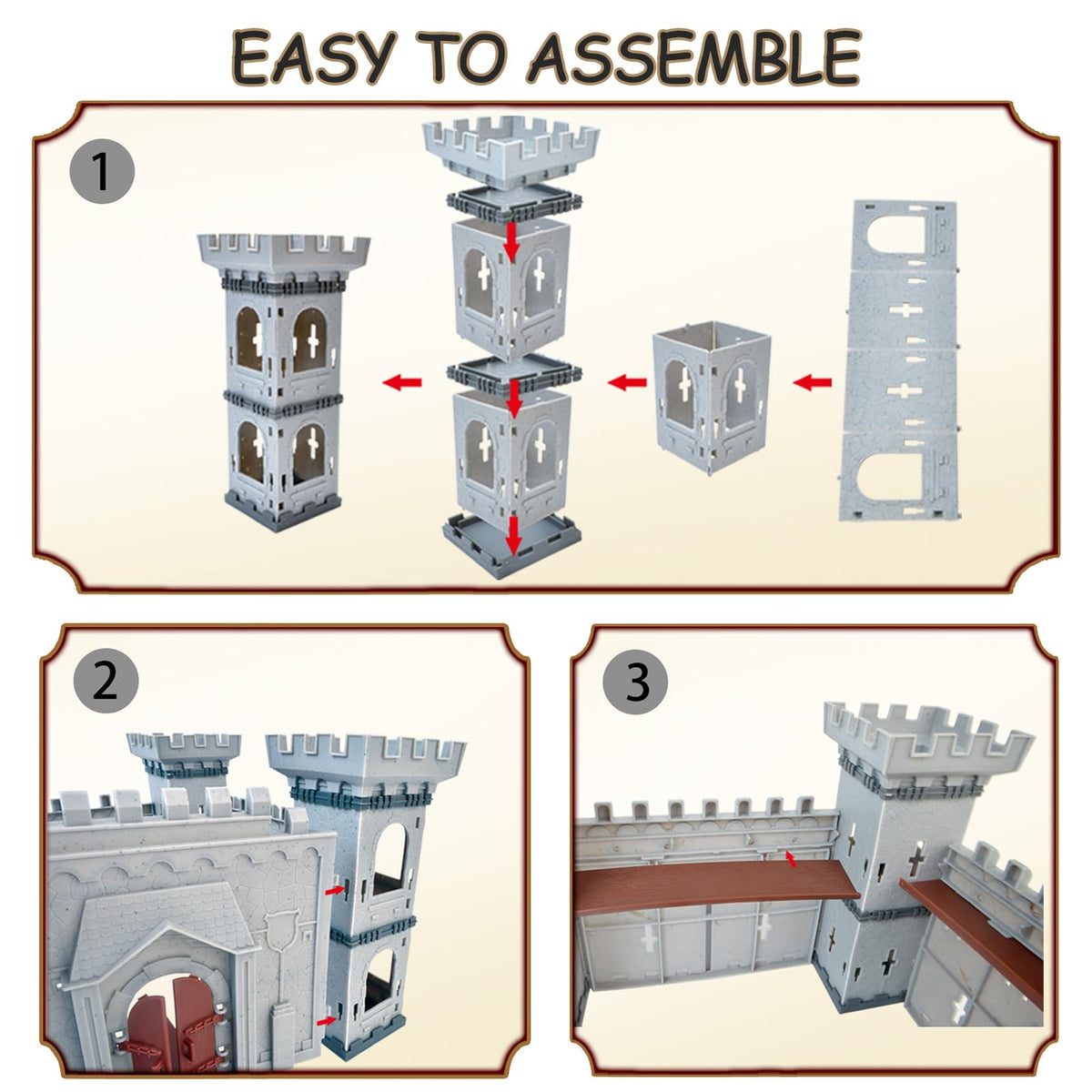 Medieval Castle Building Set with Knights and Dragon E8820