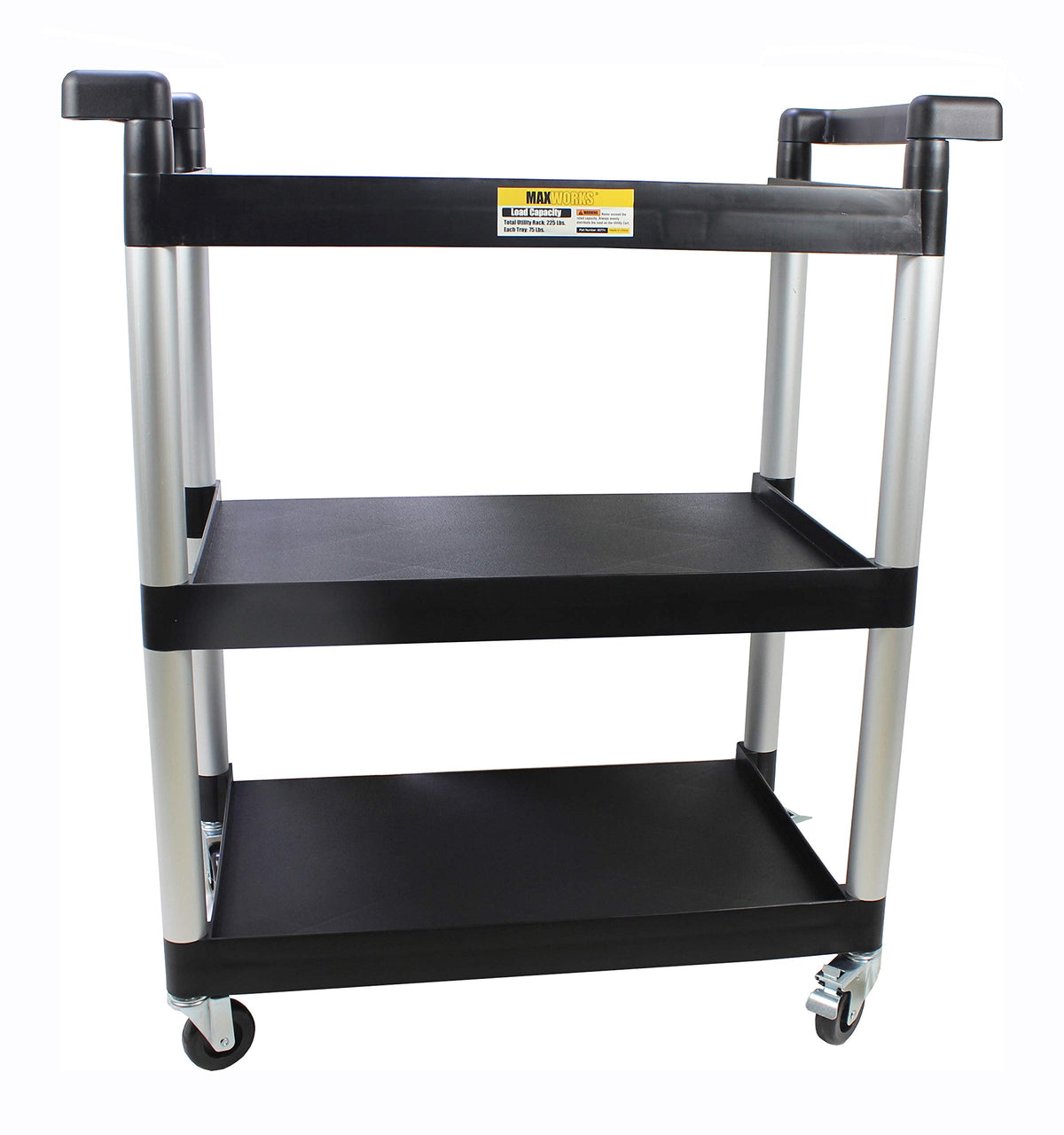 3-Shelf Plastic Utility Cart with Wheels, Black N9633