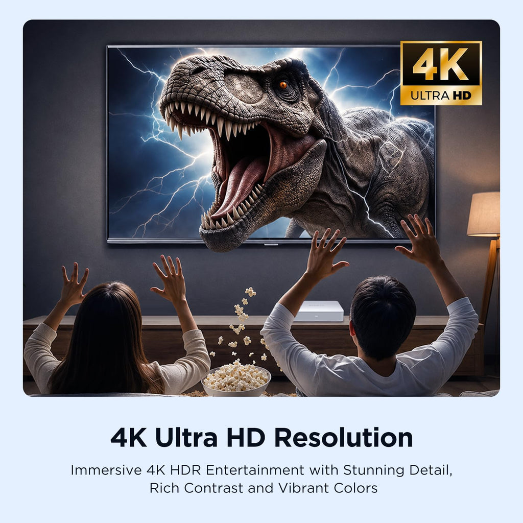 Android TV Box 4K Streaming Device 2GB RAM 16GB ROM White J727
